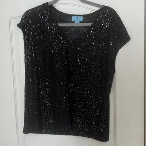 C&C California Black Sequin Blouse